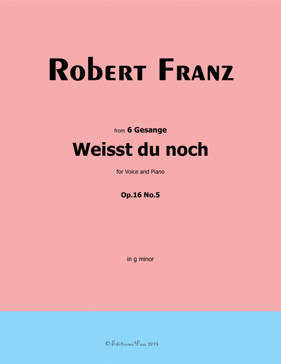 Weisst du noch, by Robert Franz, in g minor Voice scores gallery preview page 1
