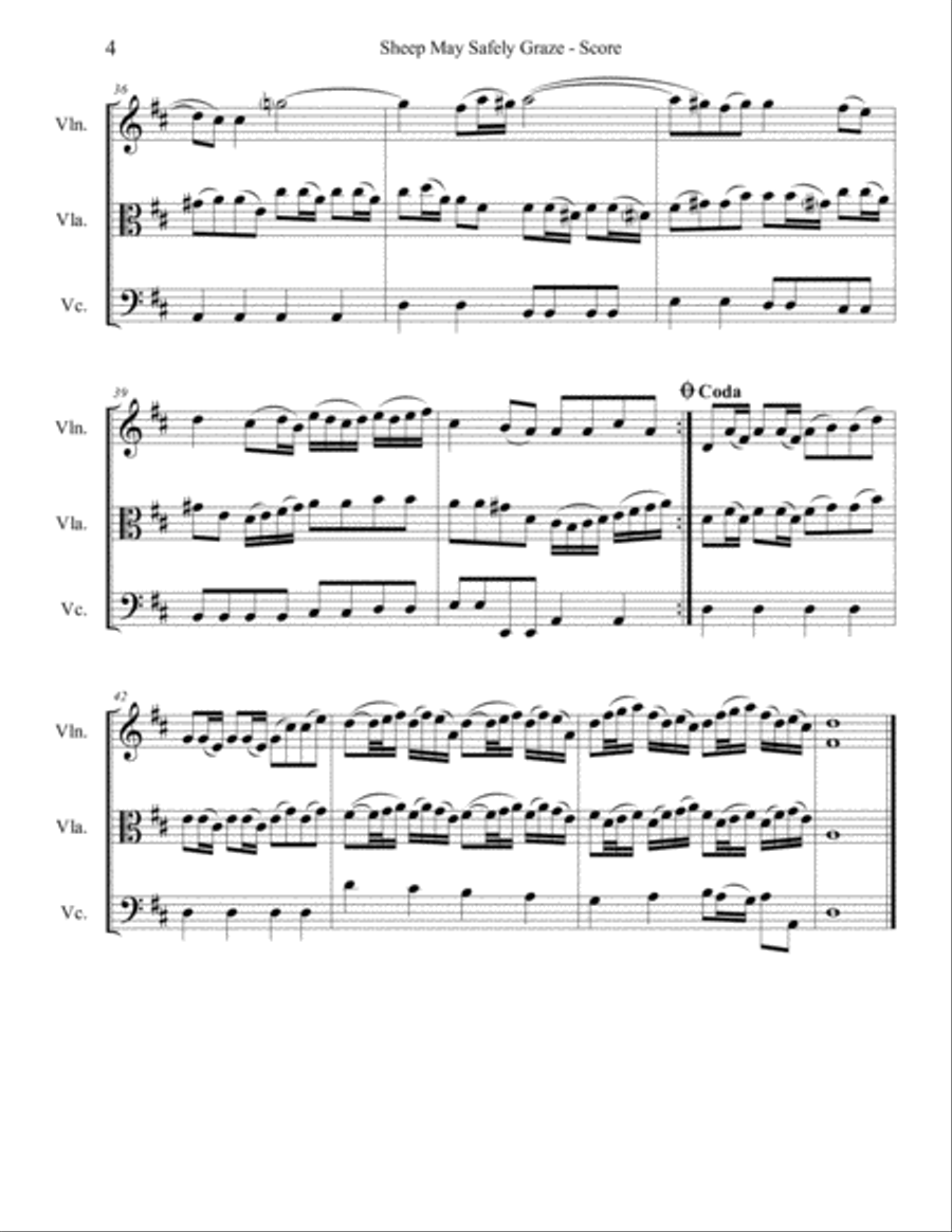 Sheep May Safely Graze for String Trio String Trio scores gallery preview page 4