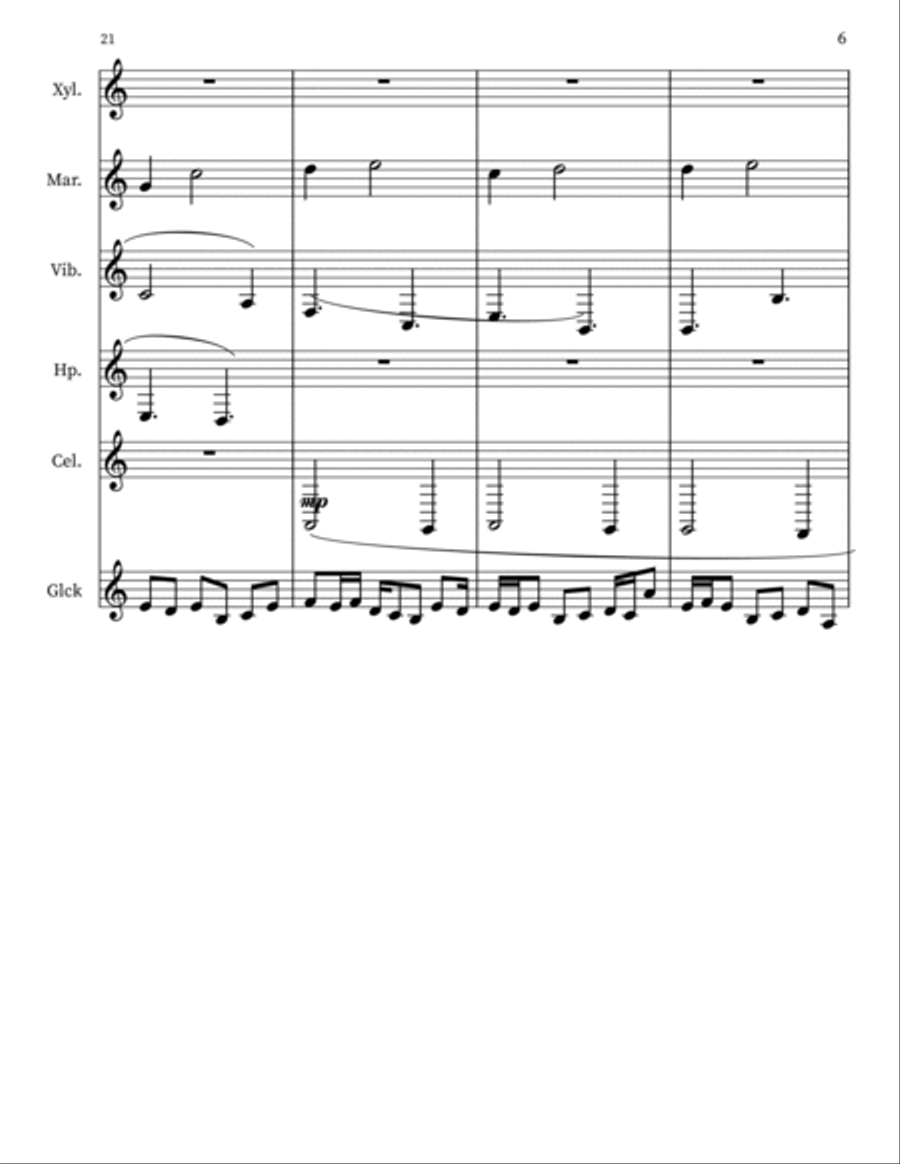Waltz for Percussion Quartet, Harp & Celeste Small Ensemble scores gallery preview page 6