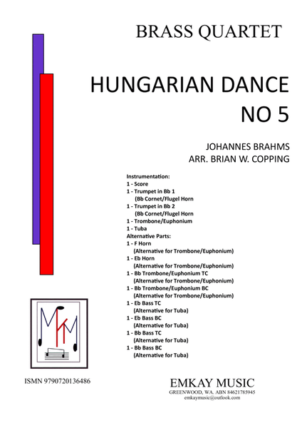 HUNGARIAN DANCE NO 5 - BRASS QUARTET image number null