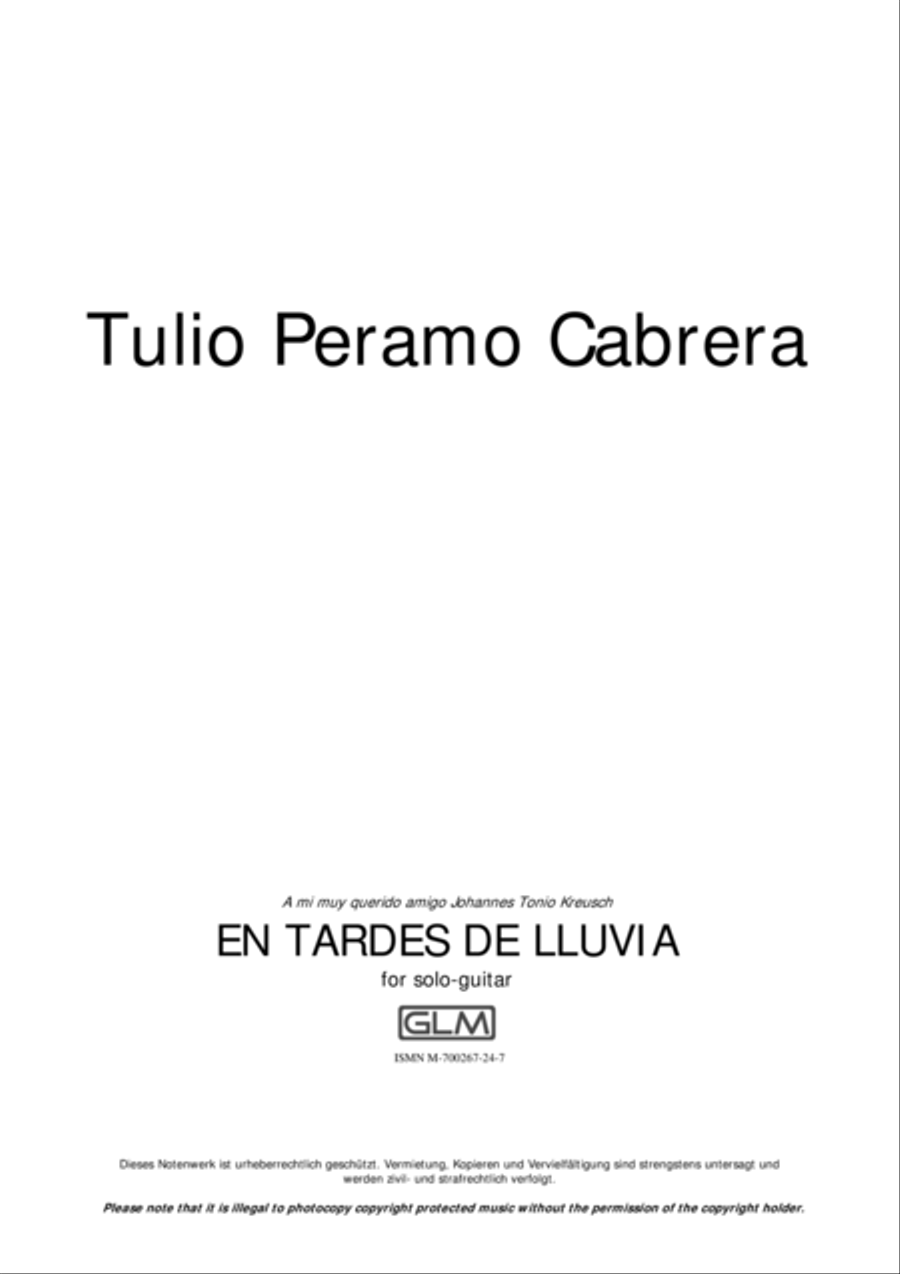 En Tardes de Lluvia En Tardes de Lluvia Guitar Solo scores gallery preview page 1
