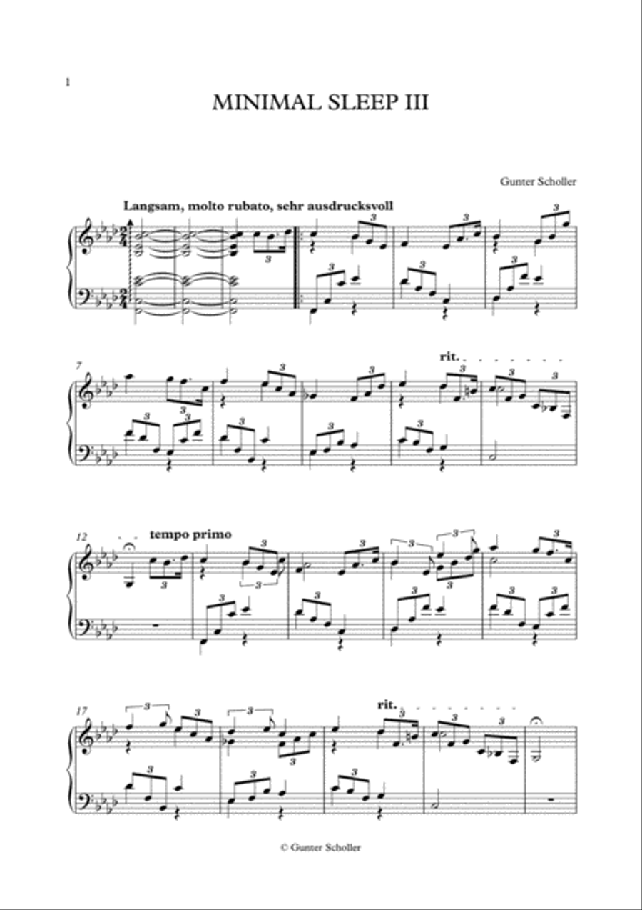 MINIMAL SLEEP III MINIMAL SLEEP III Piano Solo scores gallery preview page 1