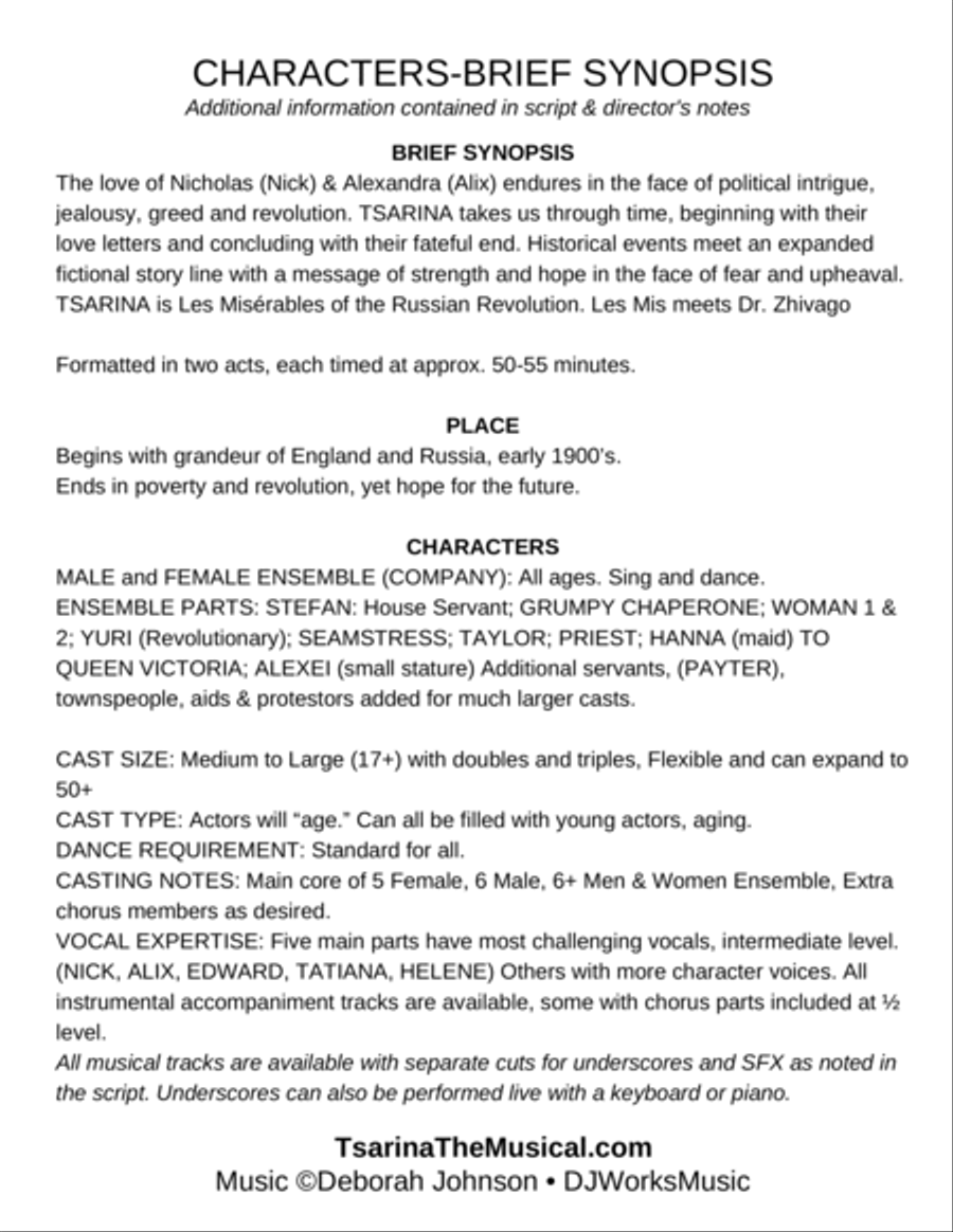Tsarina the Musical Vocal Music Score Choir scores gallery preview page 4