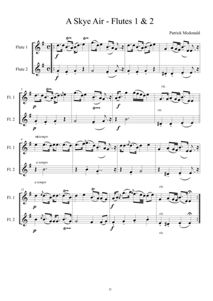 A Skye Air for Flute Quartet (2 flutes, alto and bass flute) - 1st & 2nd Flute part