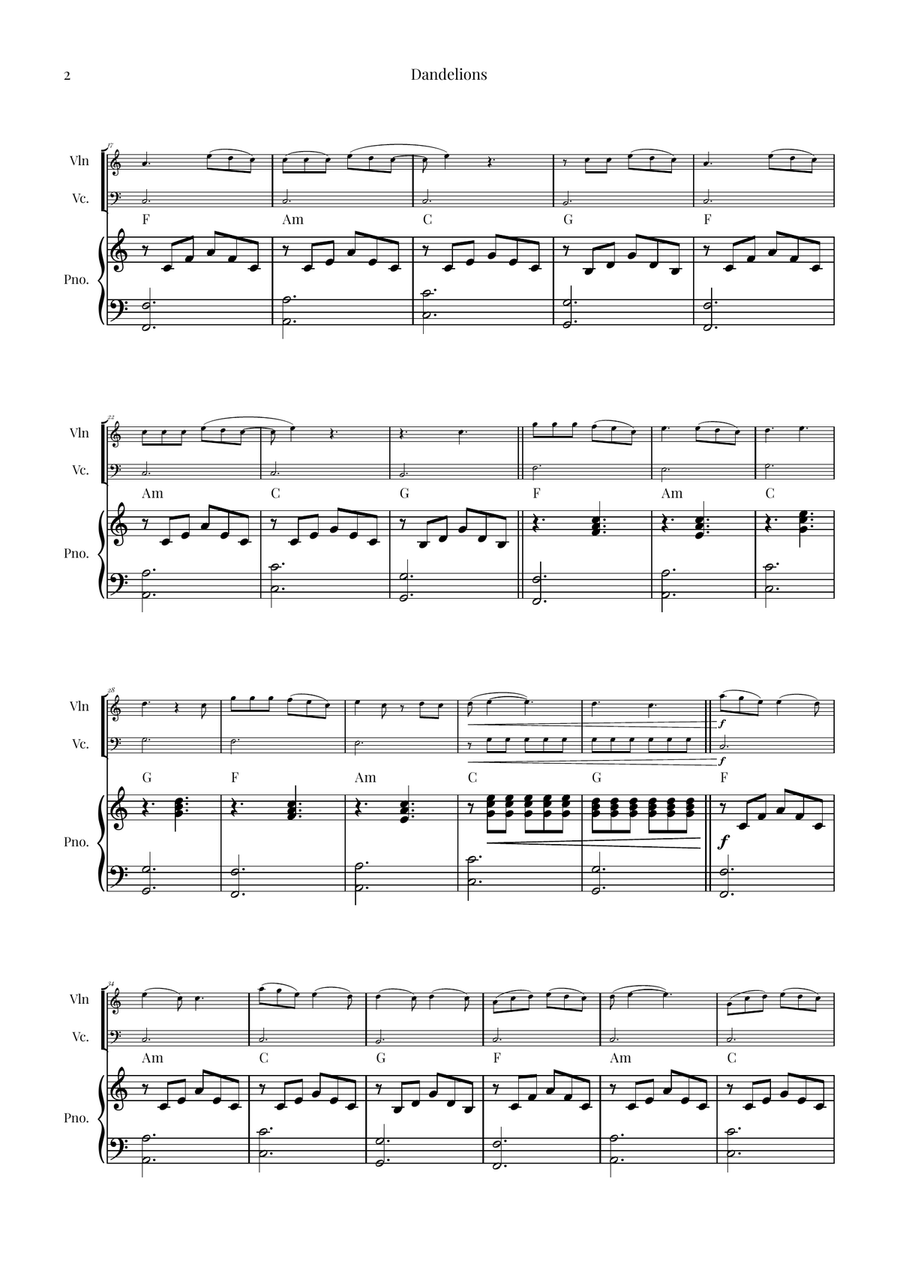 Dandelions Piano Trio scores gallery preview page 2
