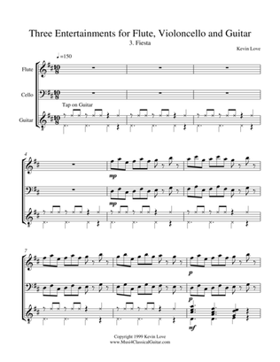 Three Entertainments for Flute, Cello and Guitar - Fiesta - Score and Parts