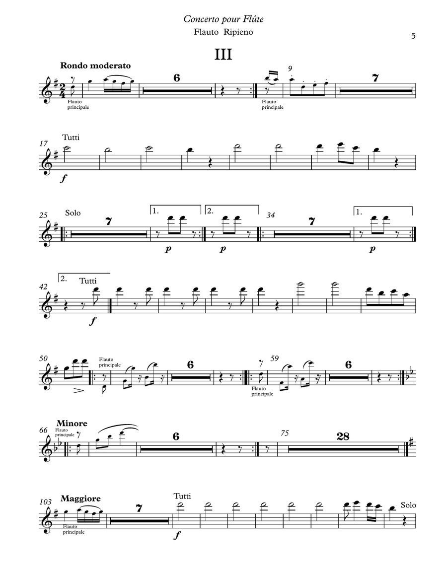 Franz Krommer (1759-1830) - Flute Concerto n.1 op.30 ( Full Score and parts) Chamber Orchestra scores gallery preview page 5