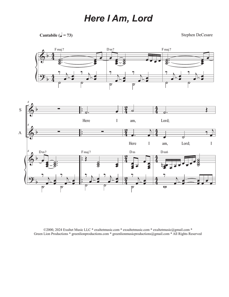Here I Am, Lord (2-part choir - (SA)