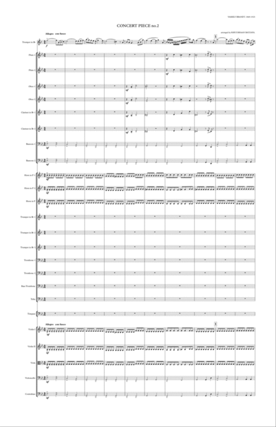 VASILLY BRANDT. TRUMPET CONCERT PIECE no 2. arrenged by KHUUSHAAN BATZAYA Full Orchestra scores gallery preview page 1