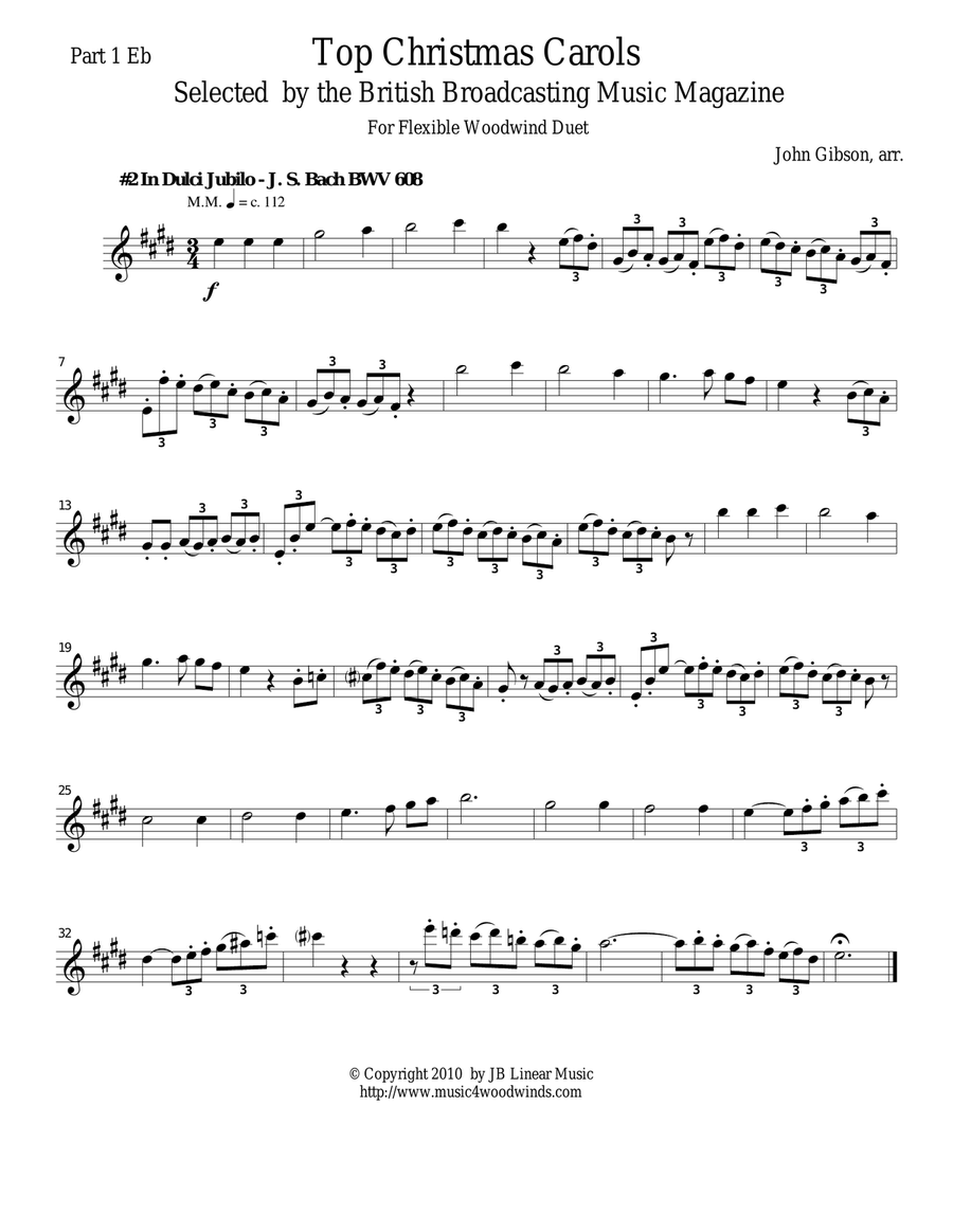 J. S. Bach - In Dulci Jubilo for woodwind duets Woodwind Duet scores gallery preview page 6
