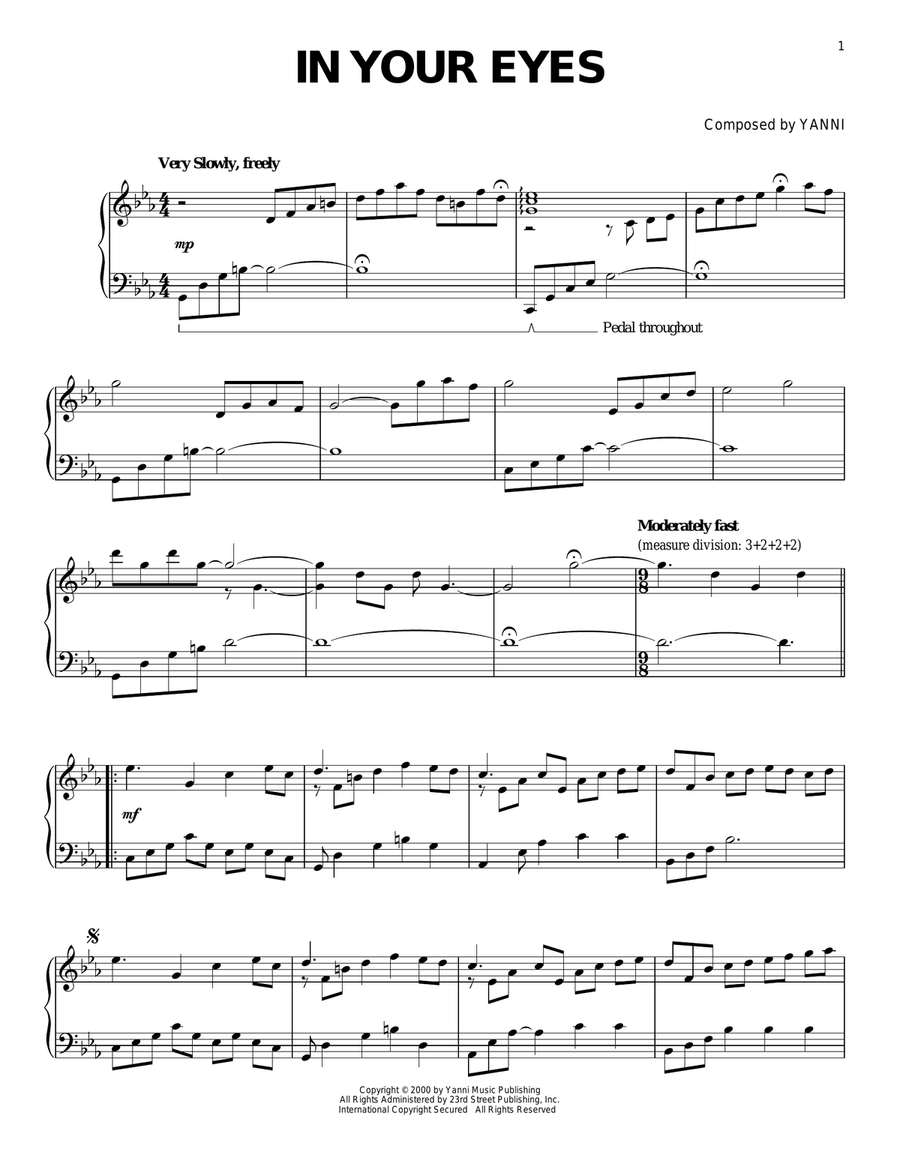 In Your Eyes Piano Solo scores gallery preview page 1