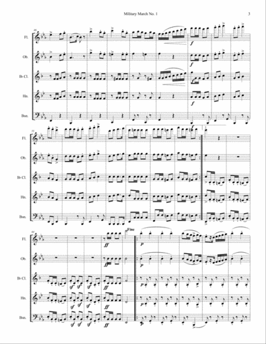 Military March No. 1 Military March No. 1 Woodwind Quintet scores gallery preview page 3