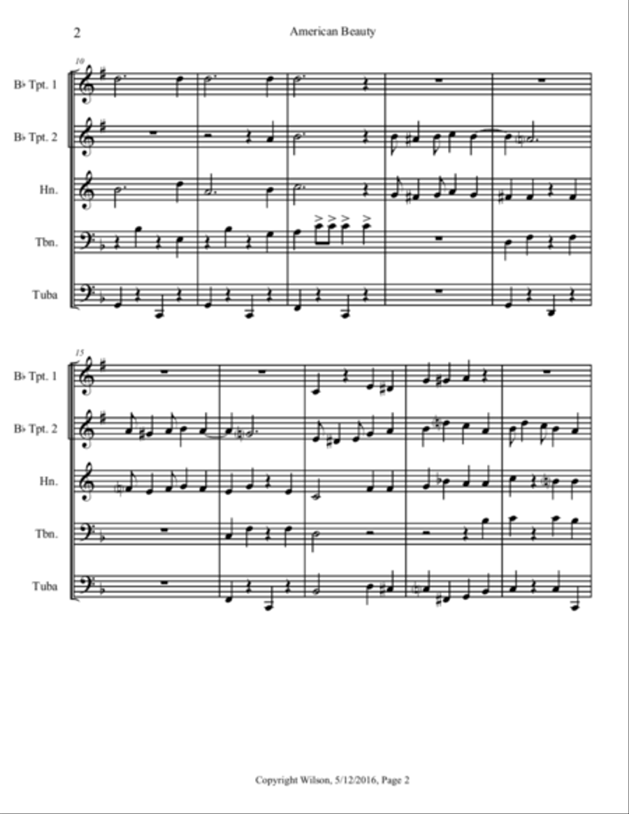 American Beauty American Beauty Brass Quintet scores gallery preview page 3