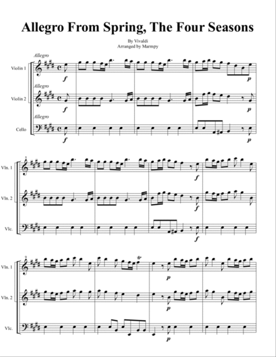 Spring From The Four Seasons (arranged for String Trio) String Trio scores gallery preview page 2