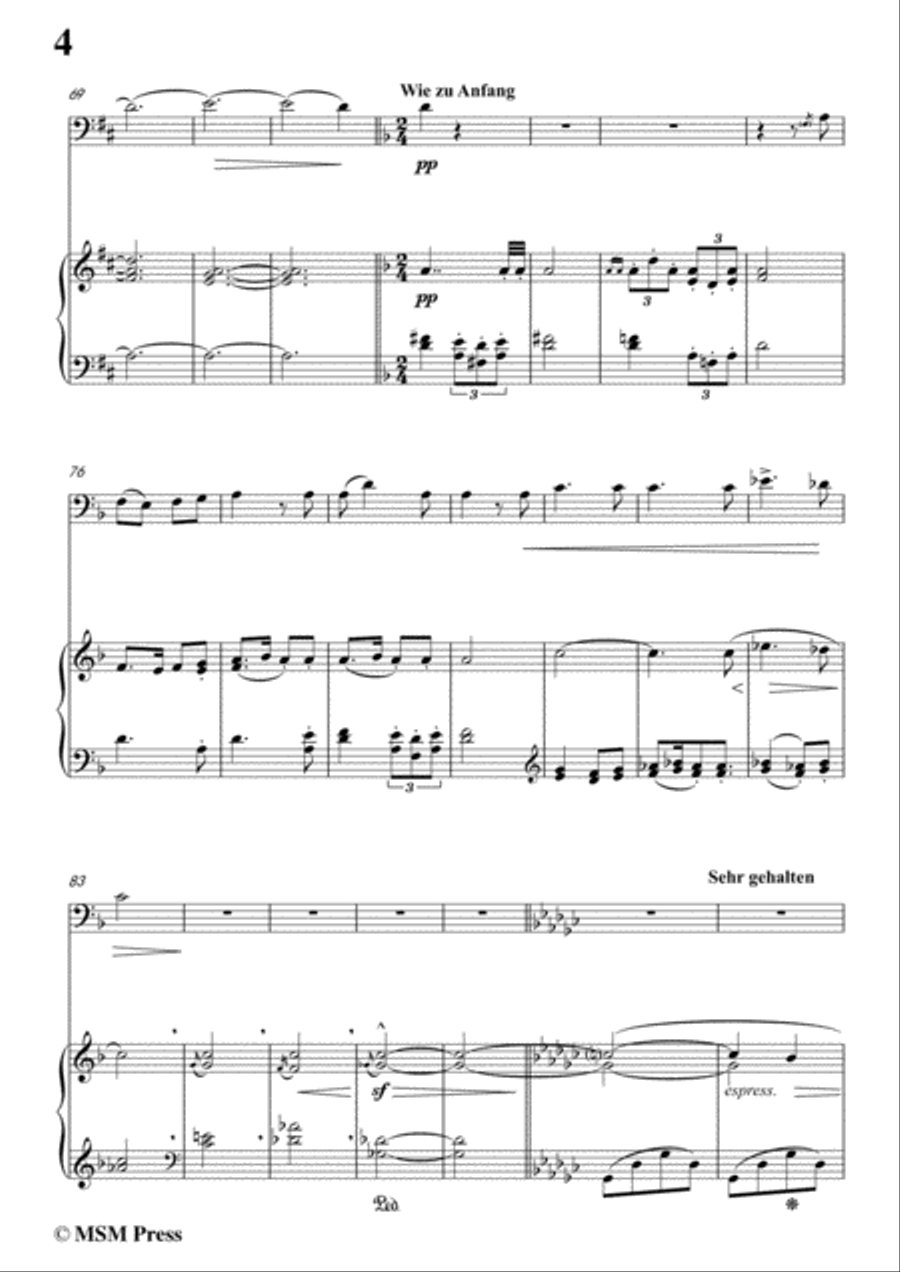 Mahler-Wo die schönen Trompeten blasen, for Cello and Piano Piano scores gallery preview page 6