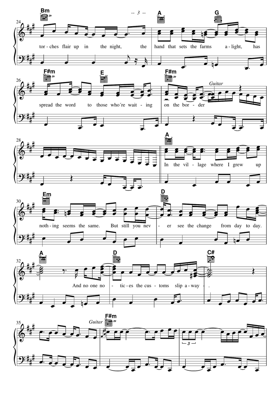 On The Border On The Border Piano, Vocal, Guitar scores gallery preview page 3