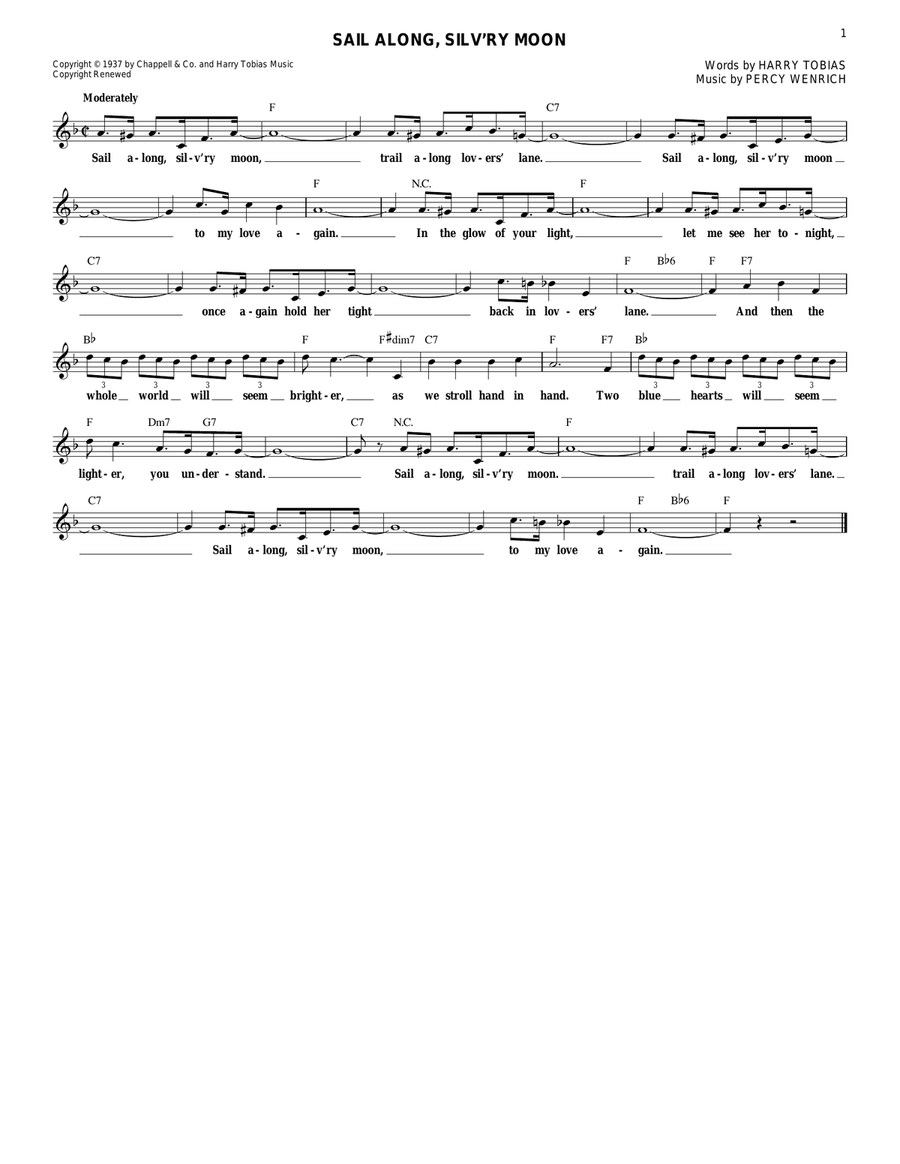 Sail Along, Silv'ry Moon Electric Guitar scores gallery preview page 1