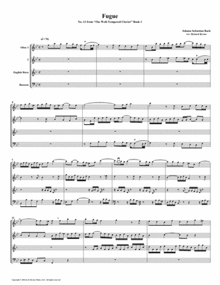 Fugue 13 from Well-Tempered Clavier, Book 1 (Double Reed Quartet)