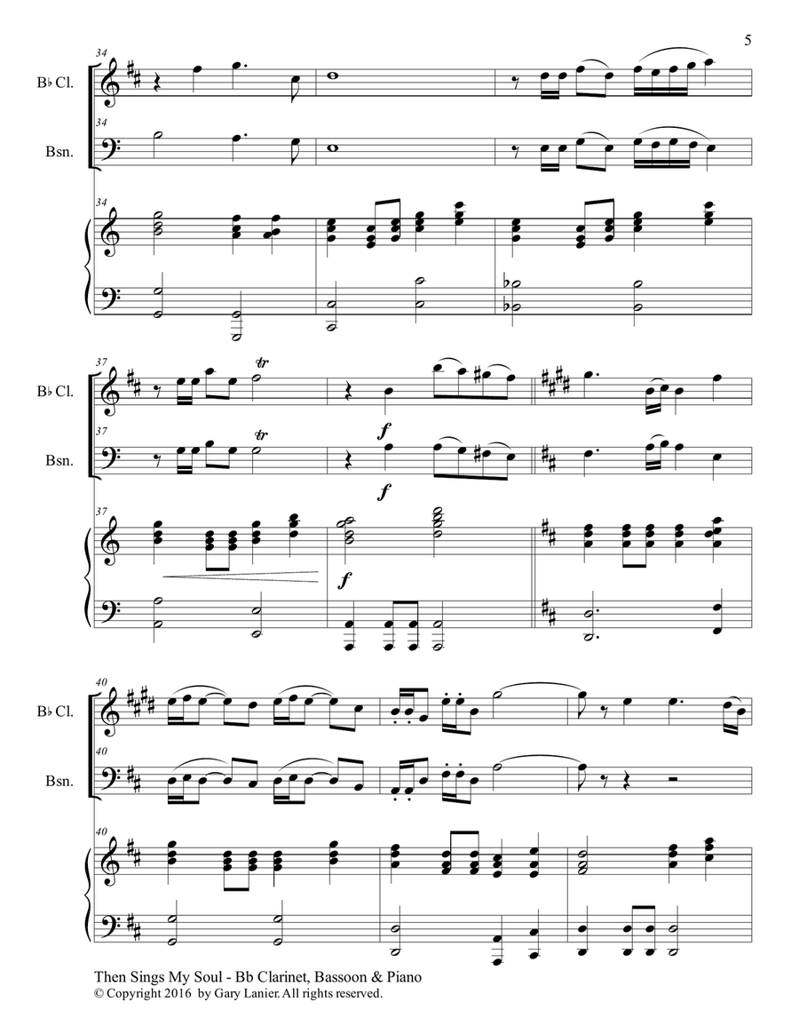 Trios for 3 GREAT HYMNS (Bb Clarinet & Bassoon with Piano and Parts) Woodwind Duet scores gallery preview page 6