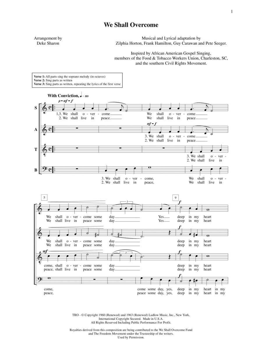 We Shall Overcome We Shall Overcome 4-Part scores gallery preview page 1