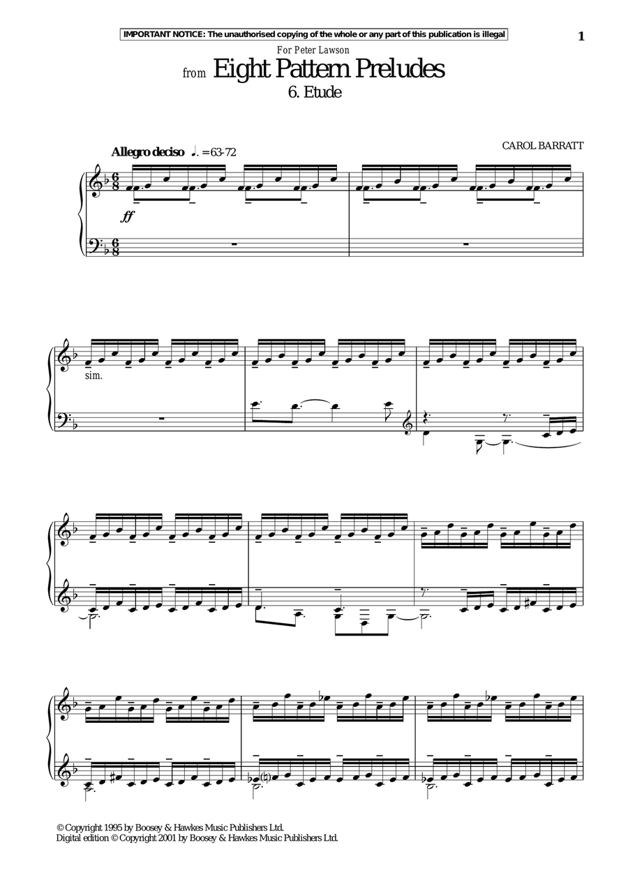 Eight Pattern Preludes, 6. Etude Piano Method scores gallery preview page 1