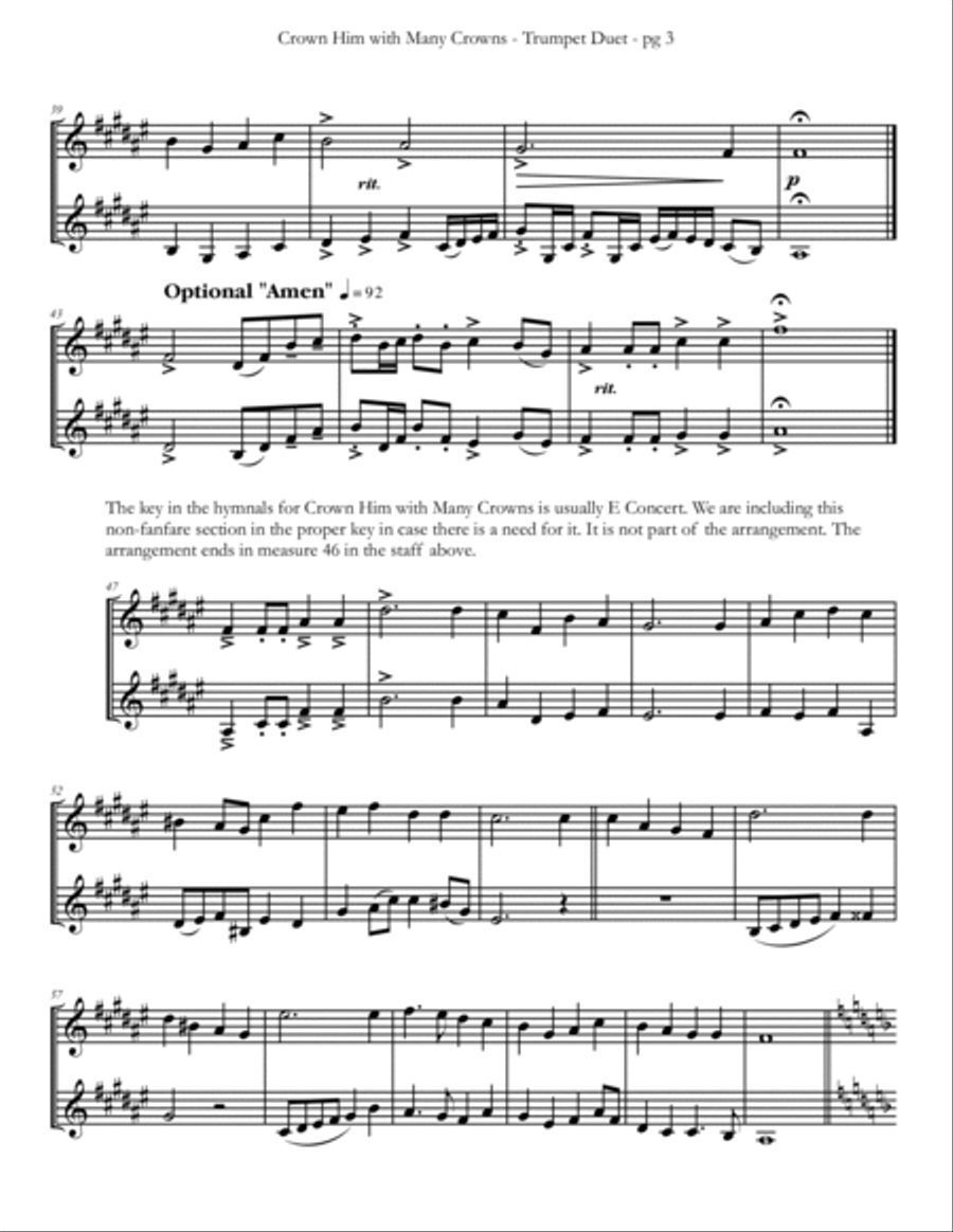 Crown Him with Many Crowns Trumpet Hymn Duet Trumpet Duet scores gallery preview page 4