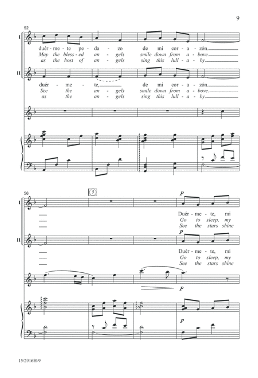 Duérmete (The Angels' Lullaby) 2-Part scores gallery preview page 10