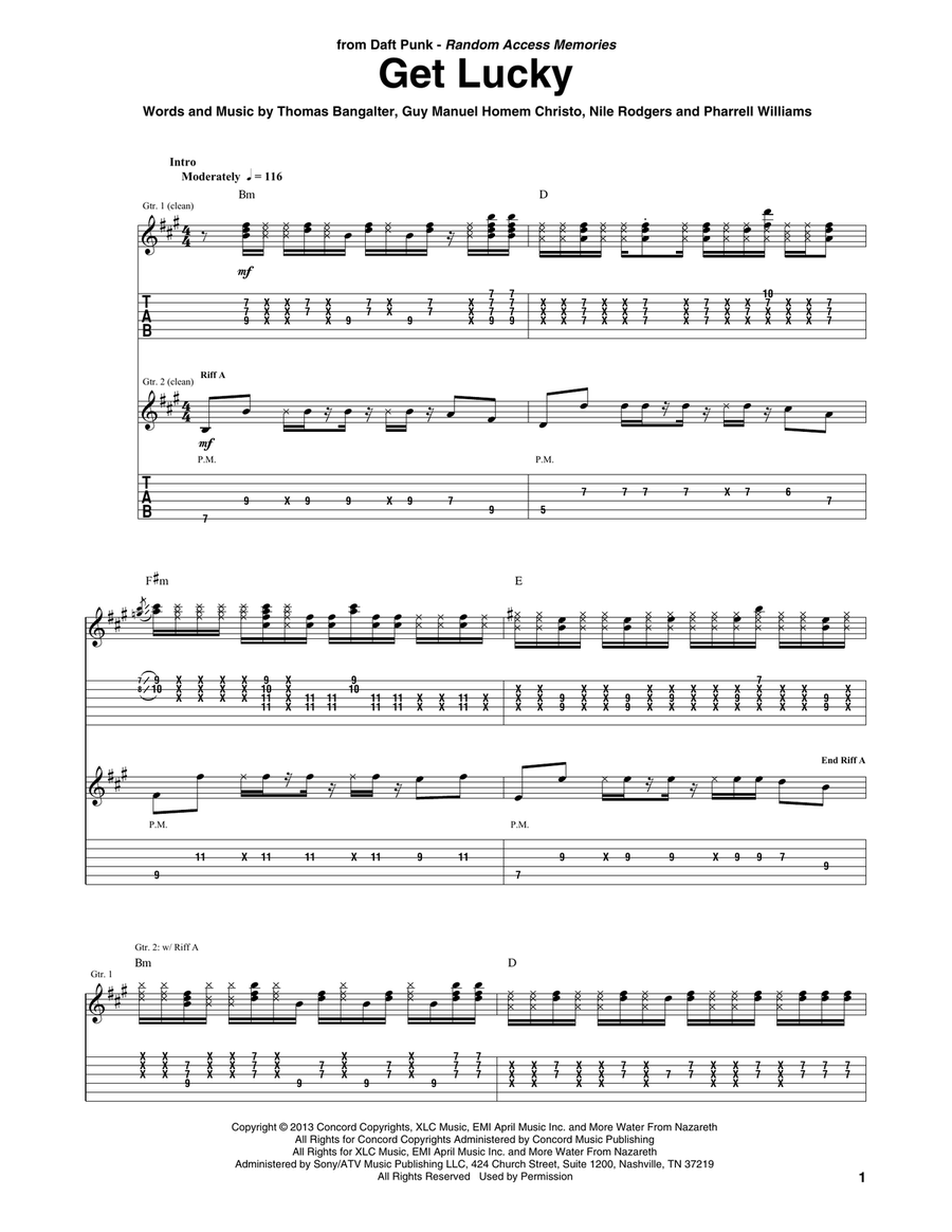 Get Lucky Acoustic Guitar scores gallery preview page 1