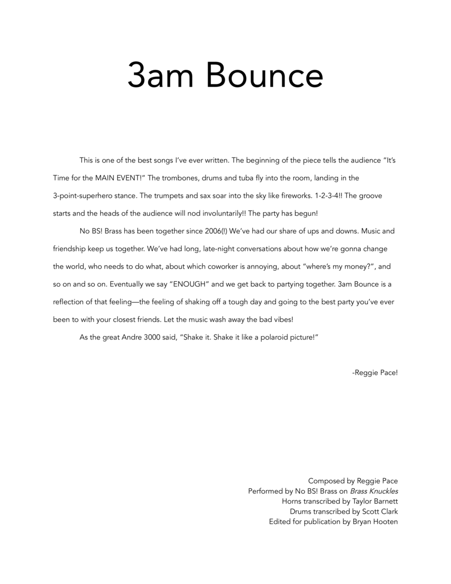 3am Bounce - Score Only 3am Bounce - Score Only Large Ensemble scores gallery preview page 1
