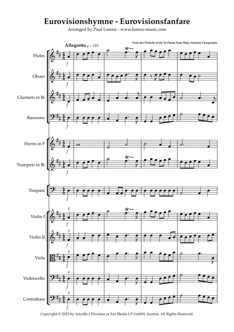 Eurovisionshymne - Eurovisionsfanfare Full Orchestra scores gallery preview page 1