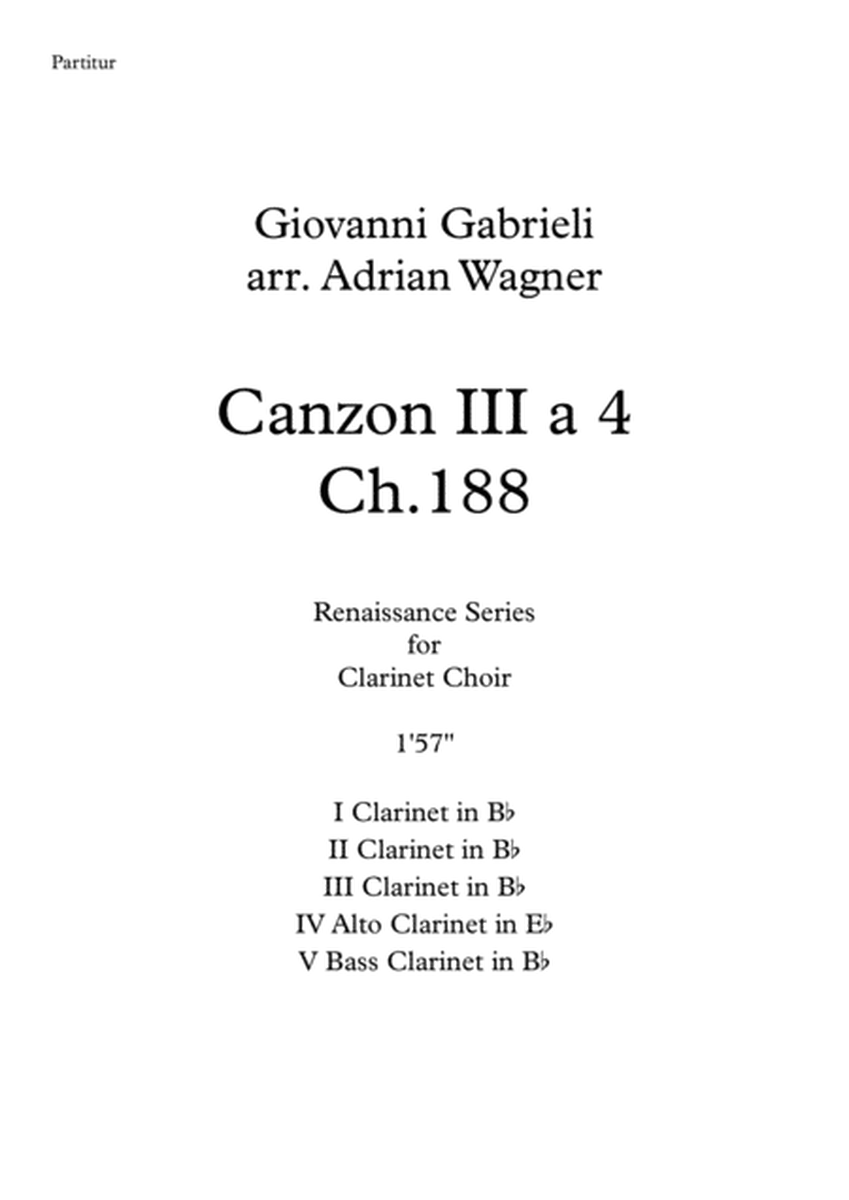 Canzon III a 4 Ch.188 (Giovanni Gabrieli) Clarinet Choir arr. Adrian Wagner image number null
