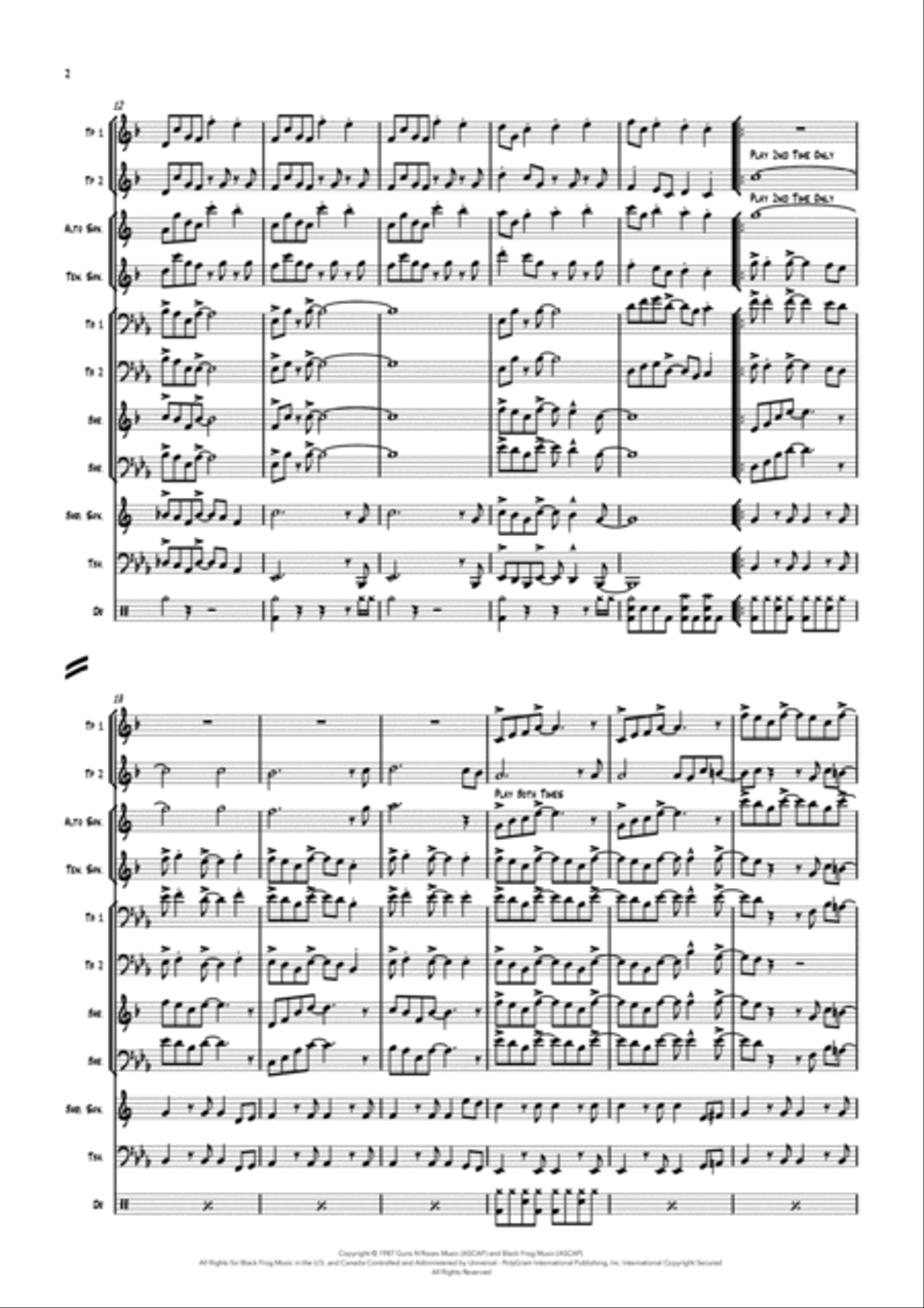 Sweet Child O' Mine Sweet Child O' Mine Tenor Saxophone scores gallery preview page 3
