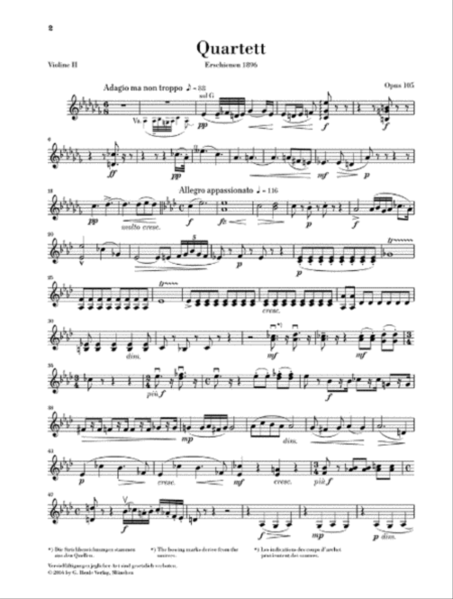 String Quartet A-flat Major Op. 105 String Quartet scores gallery preview page 3