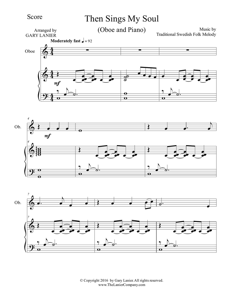 THEN SINGS MY SOUL (For Oboe & Piano with Parts) Piano scores gallery preview page 2