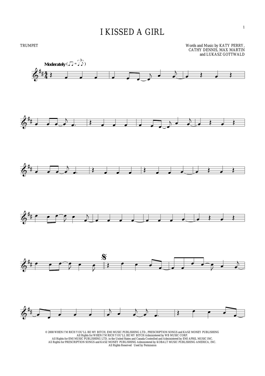 I Kissed A Girl I Kissed A Girl Trumpet Solo scores gallery preview page 1