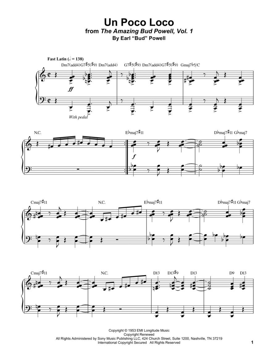 Un Poco Loco Piano scores gallery preview page 1