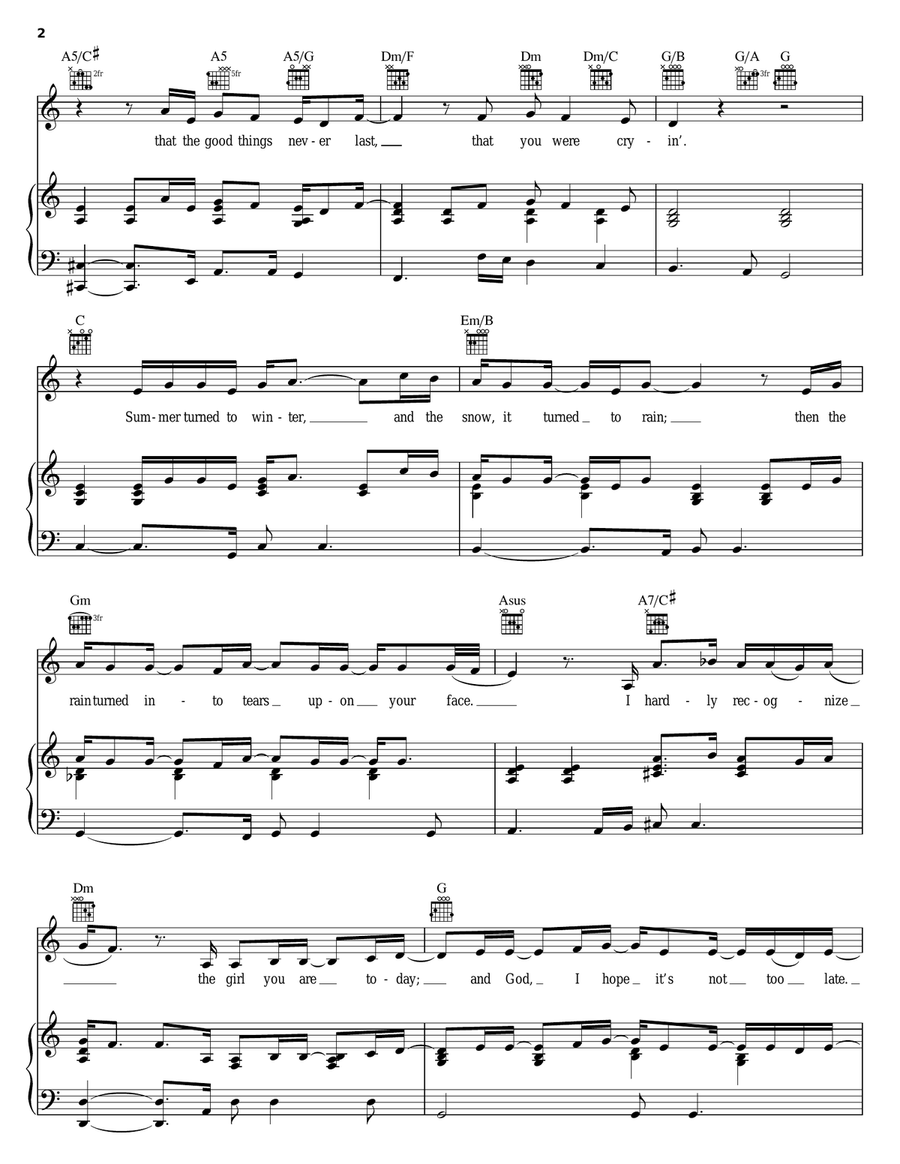 Lost Piano, Vocal, Guitar scores gallery preview page 2