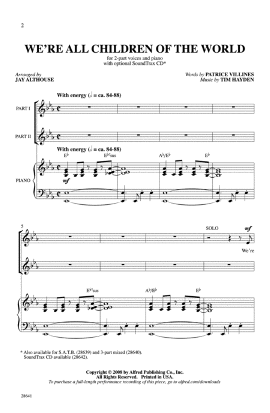 We're All Children of the World 2-Part scores gallery preview page 2