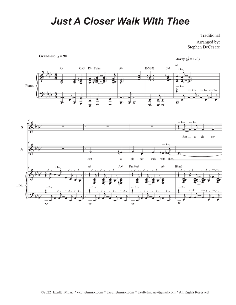 Just A Closer Walk With Thee (2-part choir - (SA) SA scores gallery preview page 1