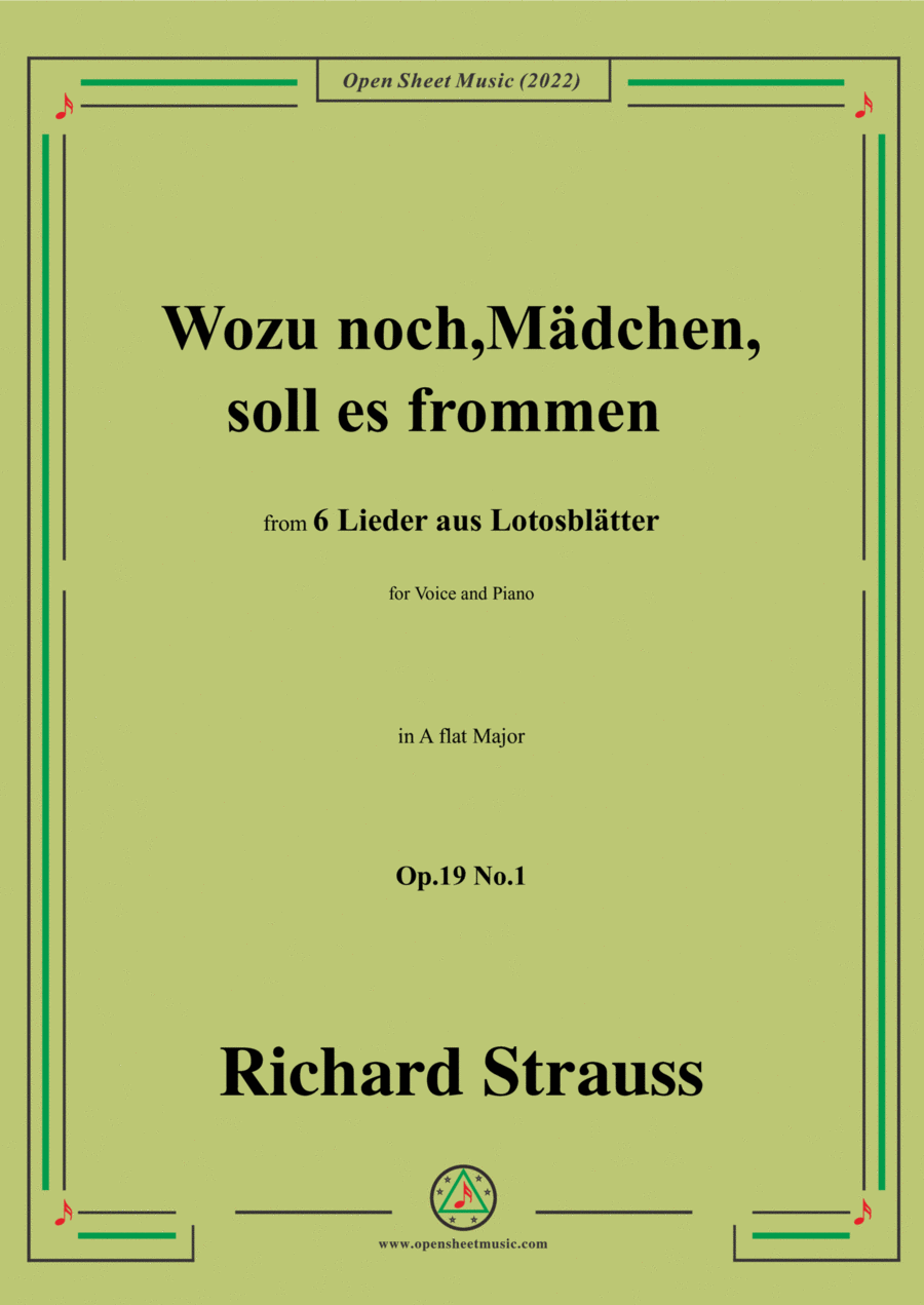 Richard Strauss-Wozu noch,Mädchen,soll es frommen,in A flat Major Voice scores gallery preview page 1