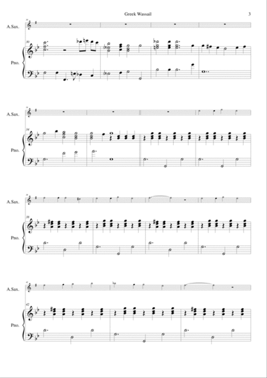 Greek Wassail for alto saxophone and piano Alto Saxophone scores gallery preview page 3