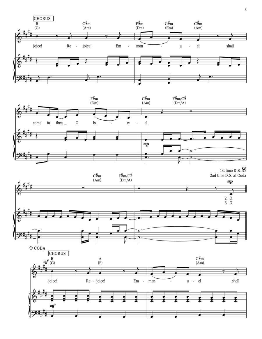 O Come, O Come, Emmanuel Piano, Vocal, Guitar scores gallery preview page 3