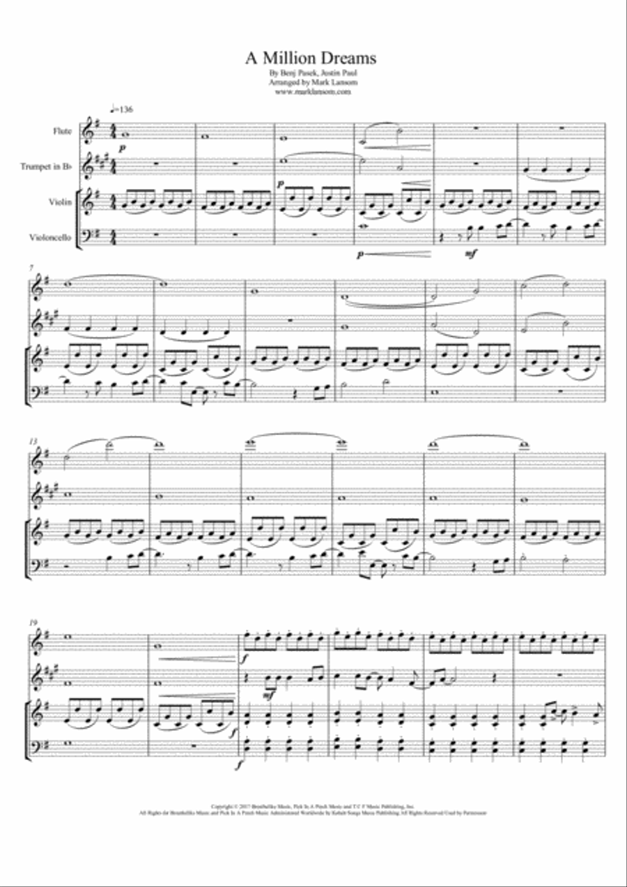 A Million Dreams Small Ensemble scores gallery preview page 1