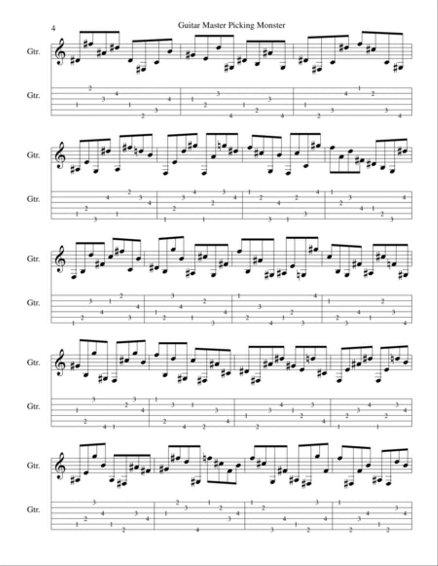 Guitar Picking Monster 3 (Etudes and Exercises 01) Classical Guitar scores gallery preview page 4
