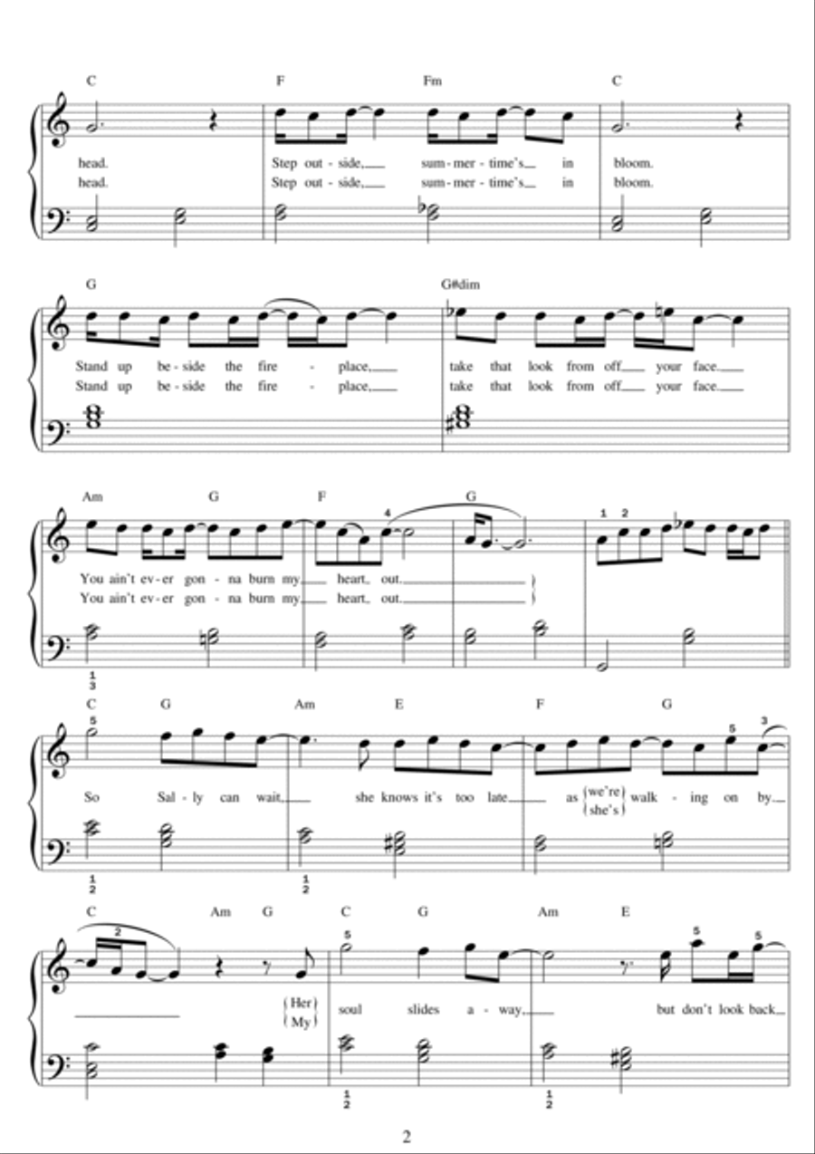 Don't Look Back In Anger Easy Piano scores gallery preview page 2