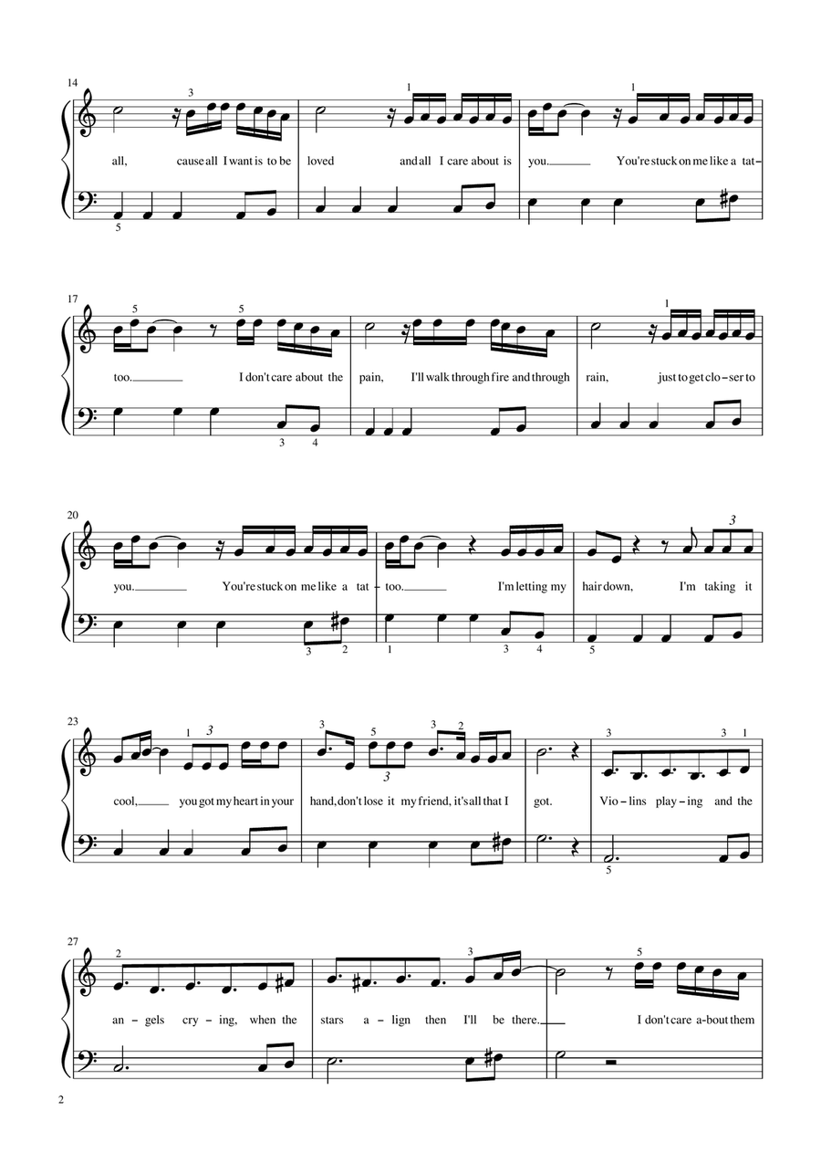 Tattoo Tattoo Easy Piano scores gallery preview page 2
