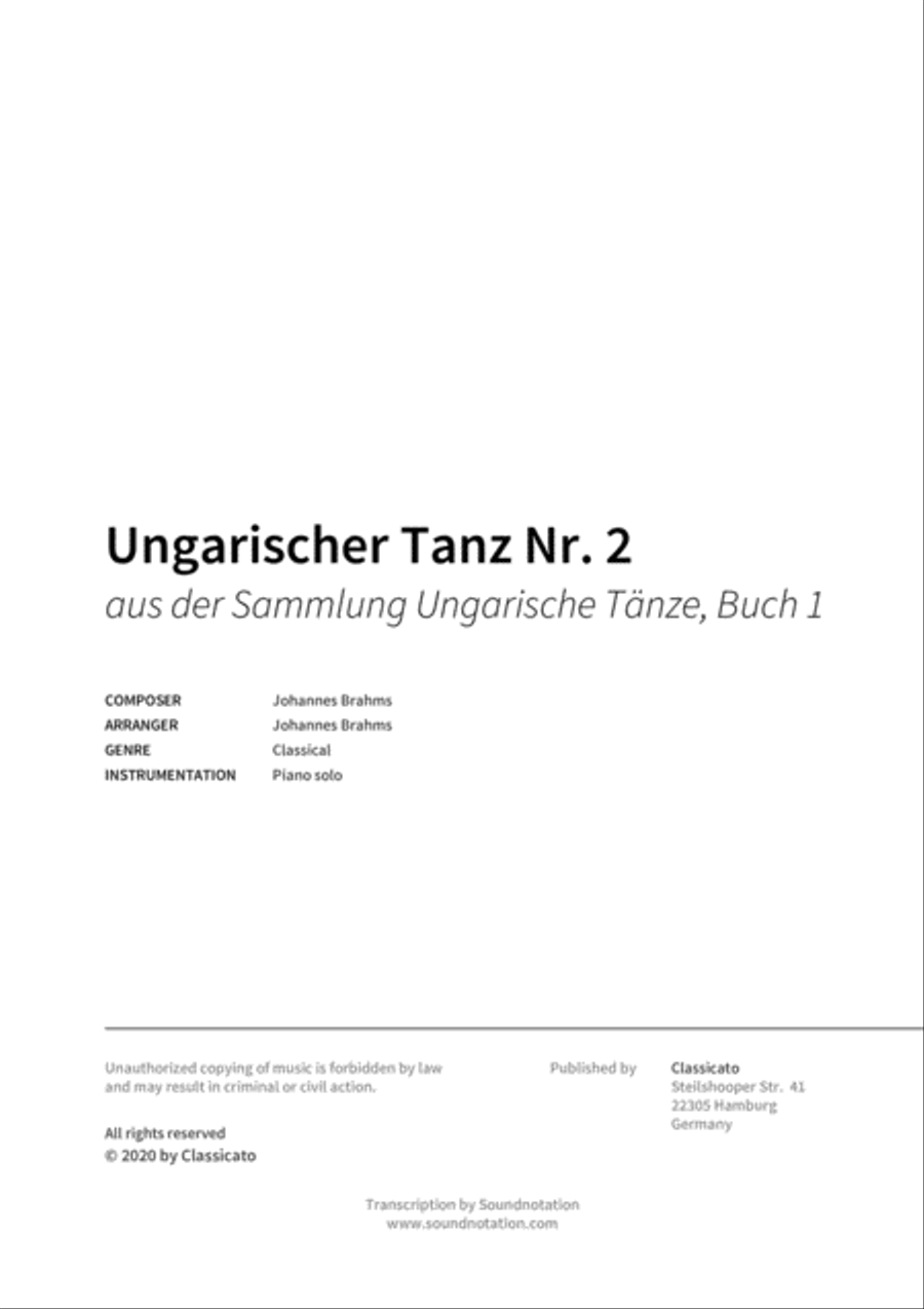 Ungarischer Tanz Nr. 2 Piano scores gallery preview page 2