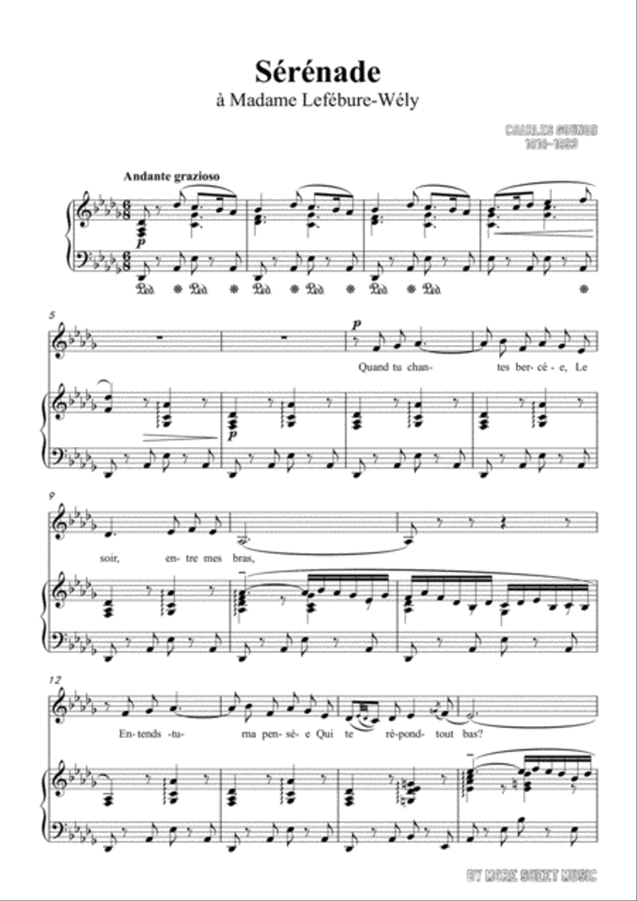Gounod-Sérénade in D flat Major,for Voice and Piano Voice Solo scores gallery preview page 3