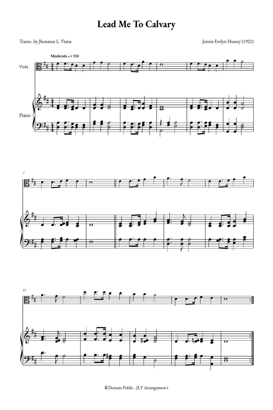 Lead Me To Calvary Violin Solo scores gallery preview page 1