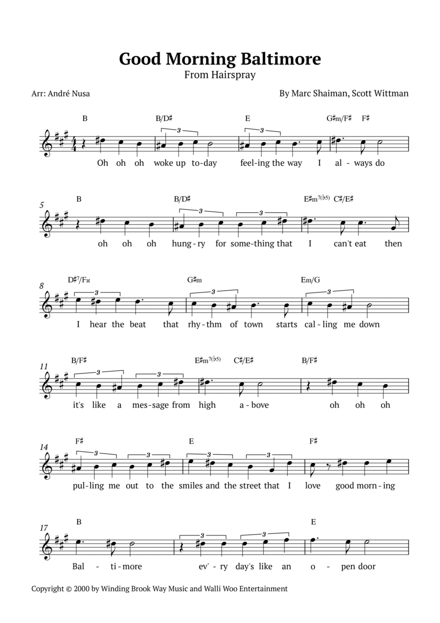 Good Morning Baltimore Piano scores gallery preview page 1